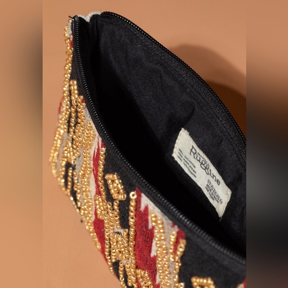 Handmade Hand Beaded Wristlet Clutch - Ethnic Inspired Design - Dyed Fine Cotton - Picture 5 of 5